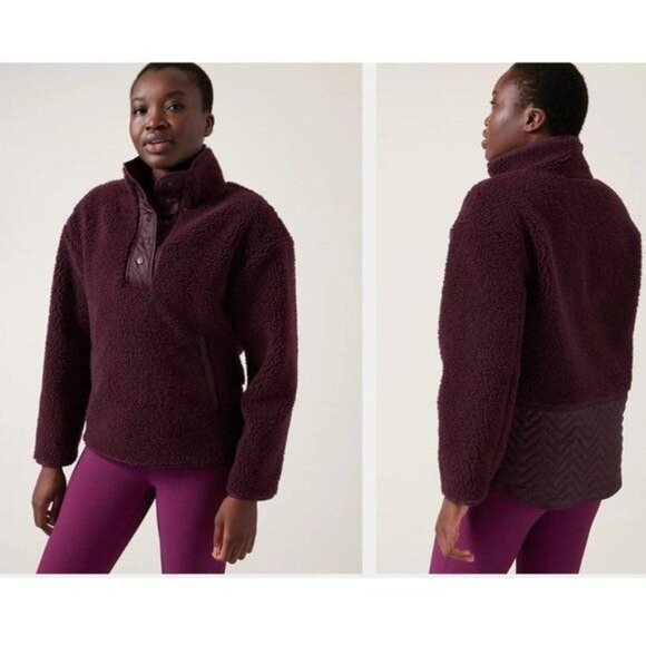 ATHLETA Cozy Sherpa Snap Sweatshirt - L - Picture 1 of 10